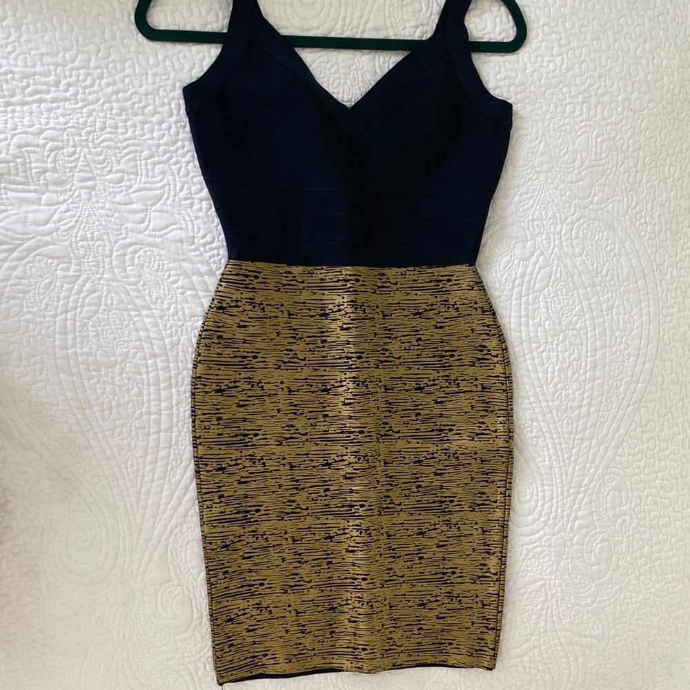 Aqua Black and Gold Mini Dress
